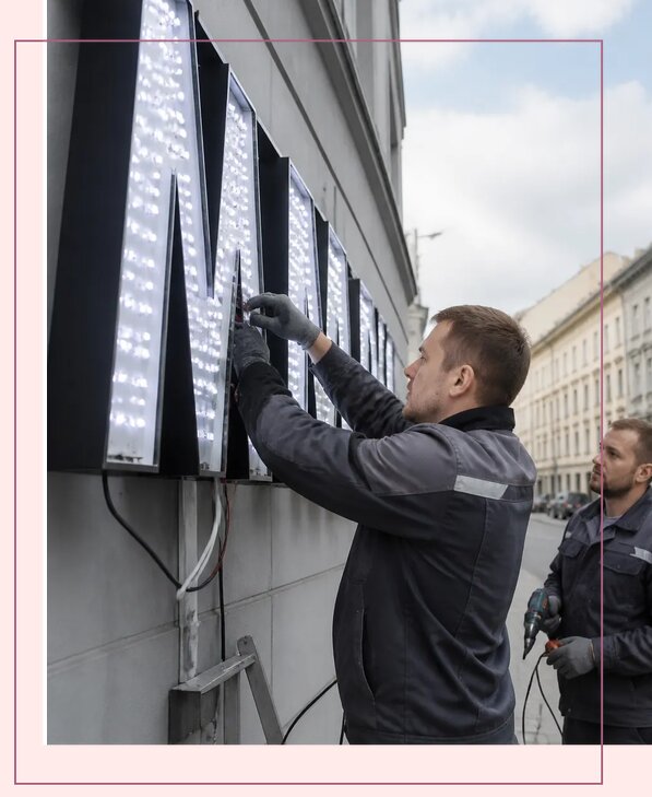 Изготовление и монтаж светодиодных LED вывесок в Ленинске-Кузнецком